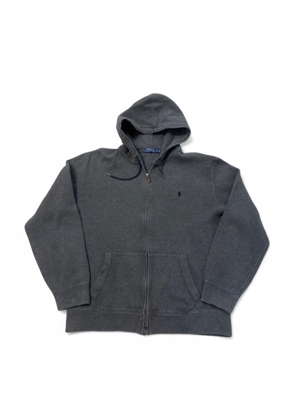 Polo Ralph Lauren full zip double knit hoodie grey XL mens VTG